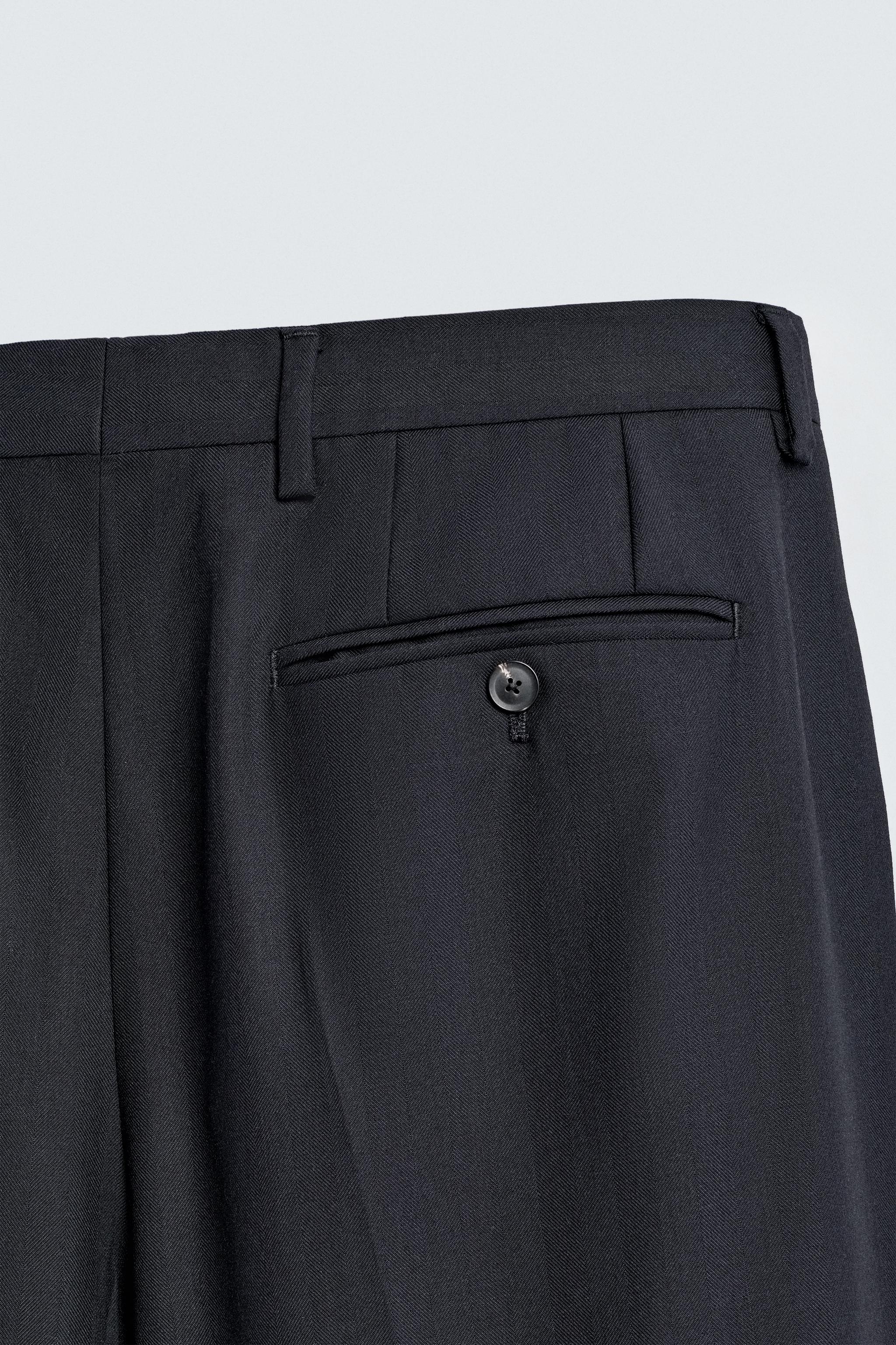 HERRINGBONE SUIT PANTS